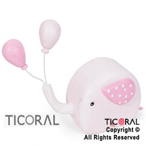 ADORNO ELEFANTE CON GLOBOS BEBE ROSA A.PORC x 1